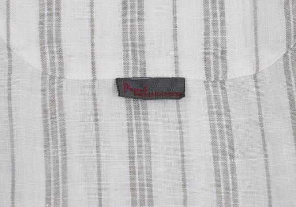 Papas Linen Stripe Long Sleeve Shirt White Gray Size 50L