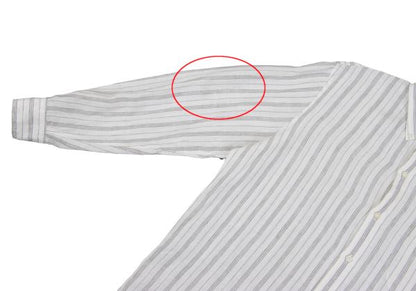 Papas Linen Stripe Long Sleeve Shirt White Gray Size 50L