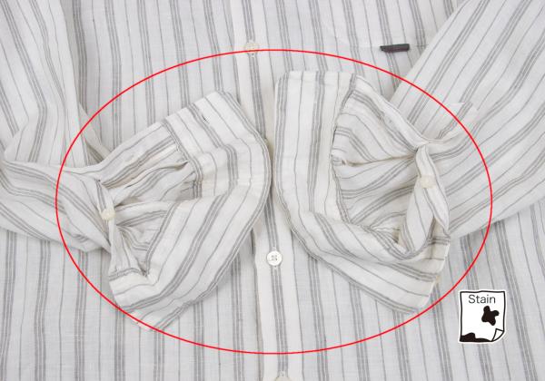 Papas Linen Stripe Long Sleeve Shirt White Gray Size 50L