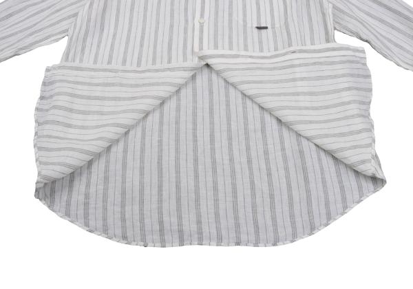 Papas Linen Stripe Long Sleeve Shirt White Gray Size 50L