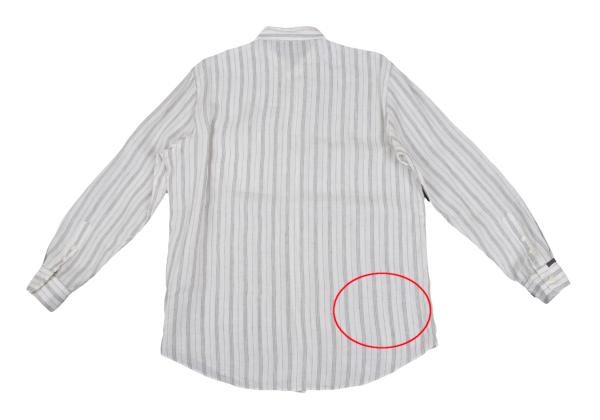 Papas Linen Stripe Long Sleeve Shirt White Gray Size 50L