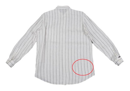 Papas Linen Stripe Long Sleeve Shirt White Gray Size 50L