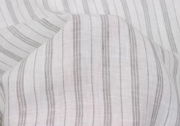 Papas Linen Stripe Long Sleeve Shirt White Gray Size 50L