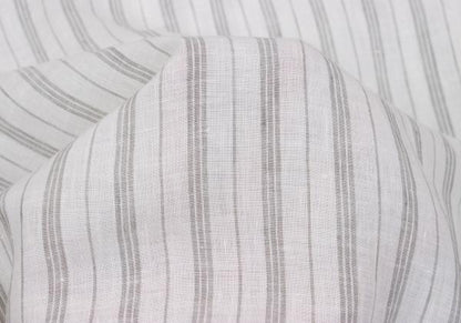 Papas Linen Stripe Long Sleeve Shirt White Gray Size 50L