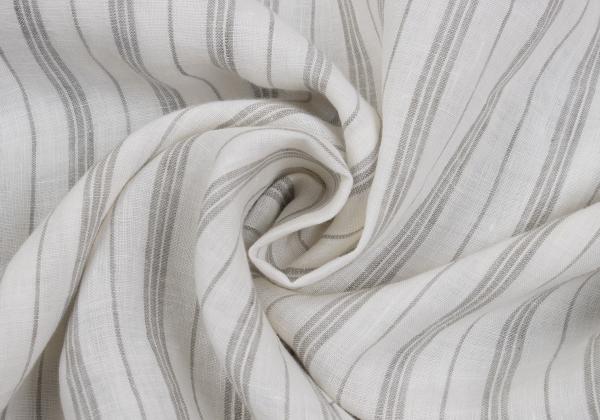 Papas Linen Stripe Long Sleeve Shirt White Gray Size 50L