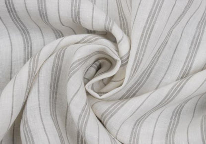 Papas Linen Stripe Long Sleeve Shirt White Gray Size 50L