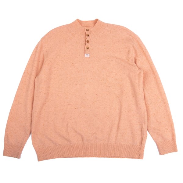 Papas Wool Blend Henley Neck Knit Salmon Pink Size 48M