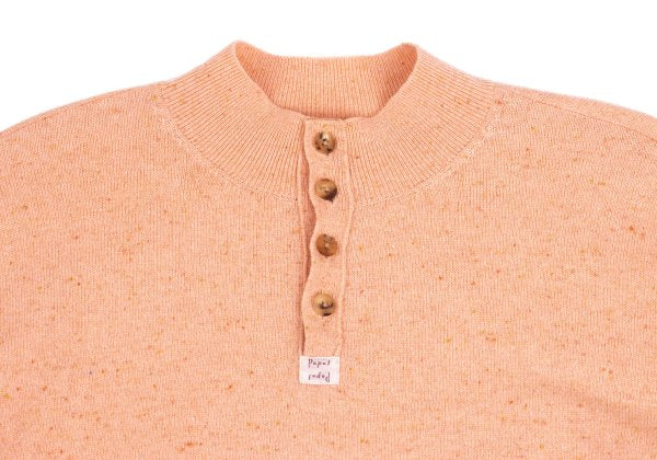 Papas Wool Blend Henley Neck Knit Salmon Pink Size 48M