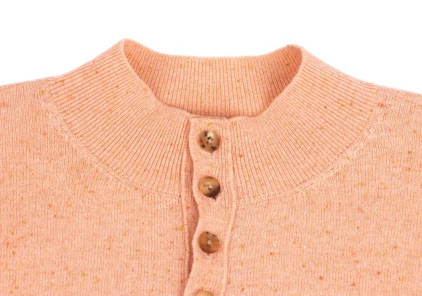 Papas Wool Blend Henley Neck Knit Salmon Pink Size 48M