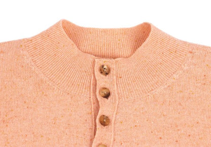 Papas Wool Blend Henley Neck Knit Salmon Pink Size 48M