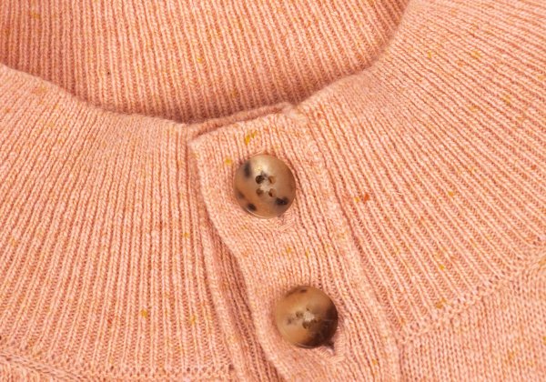 Papas Wool Blend Henley Neck Knit Salmon Pink Size 48M