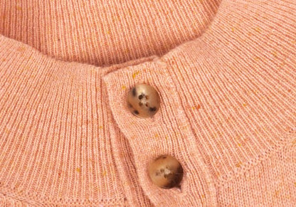 Papas Wool Blend Henley Neck Knit Salmon Pink Size 48M