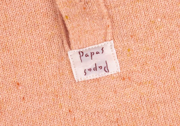 Papas Wool Blend Henley Neck Knit Salmon Pink Size 48M