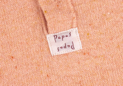 Papas Wool Blend Henley Neck Knit Salmon Pink Size 48M