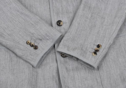 Papas Linen Piping Stripe Blazer Light Gray Size 48M