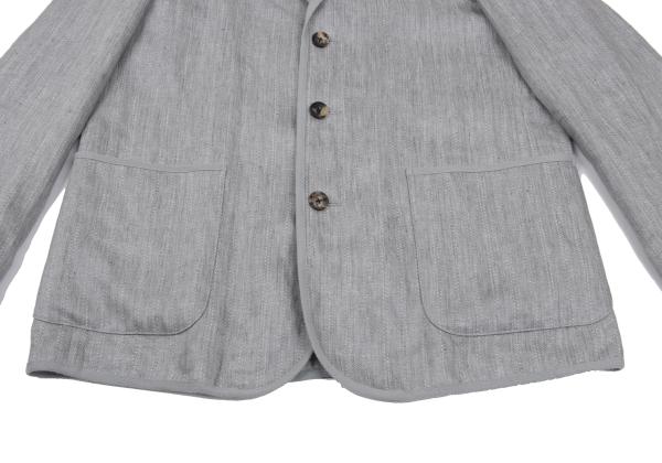 Papas Linen Piping Stripe Blazer Light Gray Size 48M