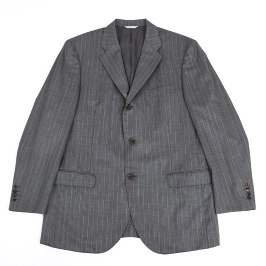 Papas Wool Chalk Stripe Tailored Blazer Gray Size 50L