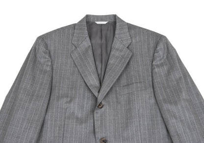 Papas Wool Chalk Stripe Tailored Blazer Gray Size 50L