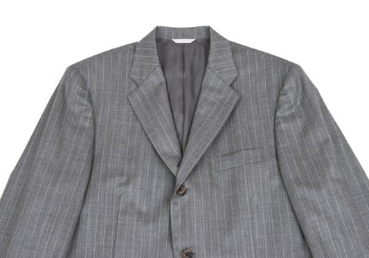 Papas Wool Chalk Stripe Tailored Blazer Gray Size 50L