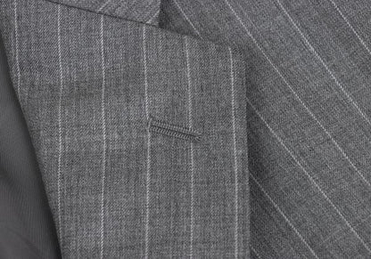 Papas Wool Chalk Stripe Tailored Blazer Gray Size 50L