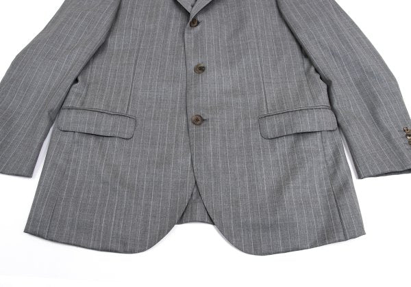 Papas Wool Chalk Stripe Tailored Blazer Gray Size 50L