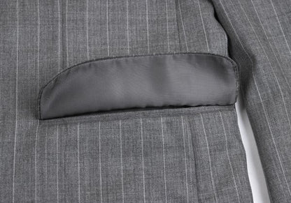 Papas Wool Chalk Stripe Tailored Blazer Gray Size 50L