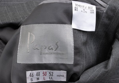 Papas Wool Chalk Stripe Tailored Blazer Gray Size 50L
