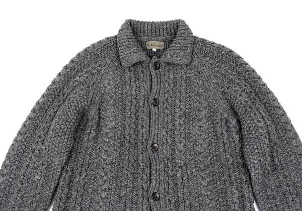 Y's for men Wool Cable Knit Jacket Gray Size 3