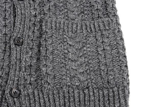Y's for men Wool Cable Knit Jacket Gray Size 3