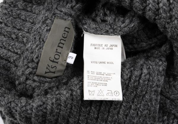 Y's for men Wool Cable Knit Jacket Gray Size 3