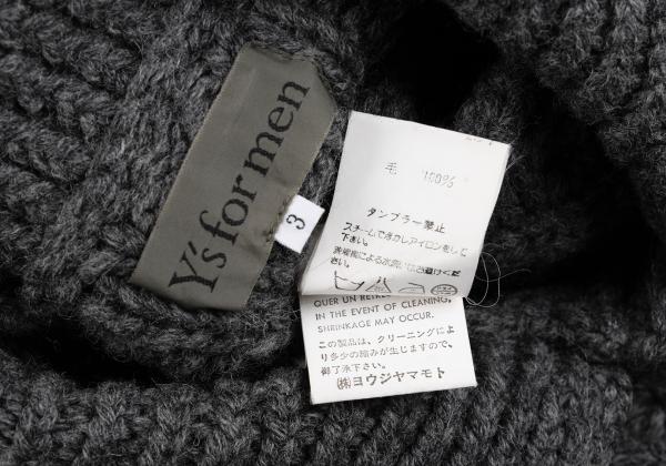 Y's for men Wool Cable Knit Jacket Gray Size 3
