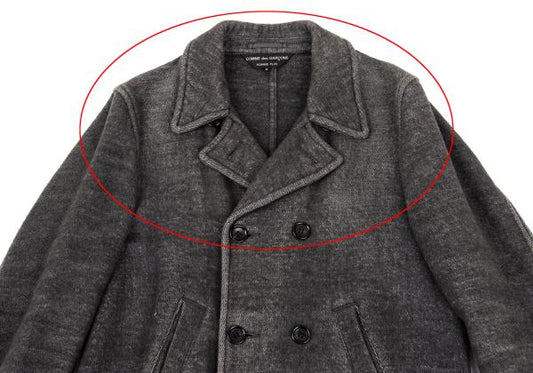 COMME des GARCONS HOMME PLUS Cotton Peacoat Gray Coat Size M