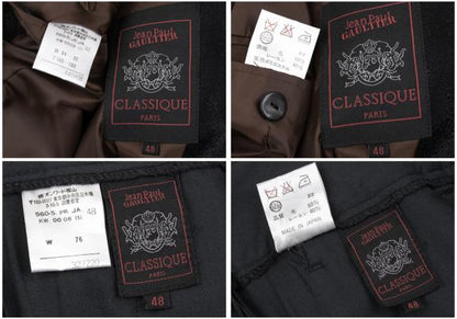 Jean Paul GAULTIER CLASSIQUE Jacquard Jacket Black Size 48