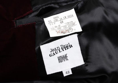Jean Paul GAULTIER HOMME Velvet Jacket Bordeaux Size 48