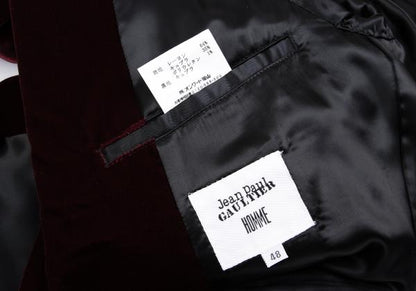 Jean Paul GAULTIER HOMME Velvet Jacket Bordeaux Size 48