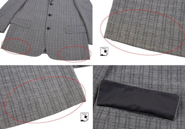 COMME des GARCONS HOMME Wool Cotton Check Jacket Gray Size M