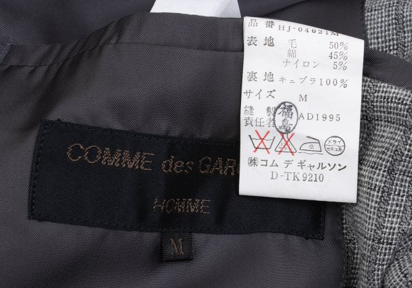 COMME des GARCONS HOMME Wool Cotton Check Jacket Gray Size M