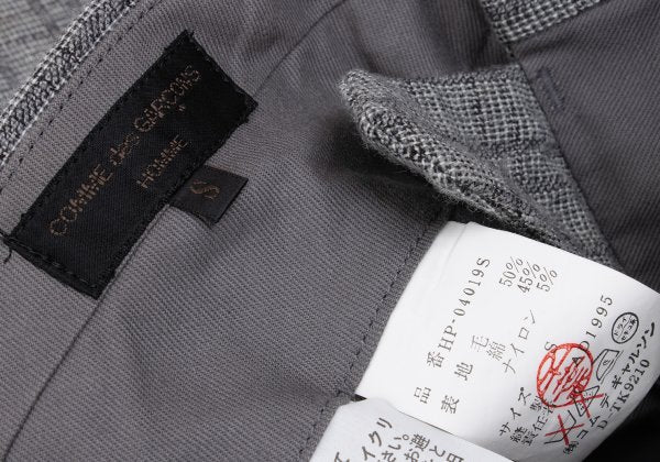 CDG HOMME Wool Cotton Check Weave Pants Gray Size S