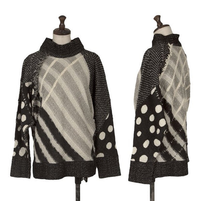 ISSEY MIYAKE Crazy Pattern High-Neck Knit Sweater Size M