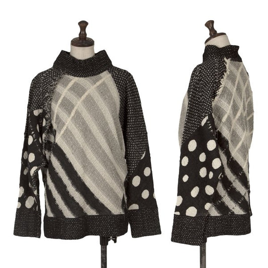 ISSEY MIYAKE Crazy Pattern High-Neck Knit Sweater Size M
