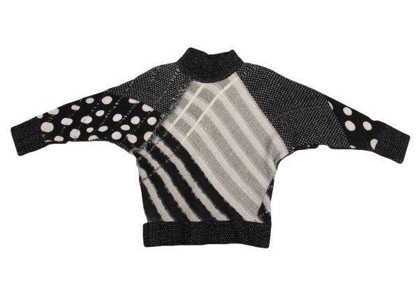 ISSEY MIYAKE Crazy Pattern High-Neck Knit Sweater Size M