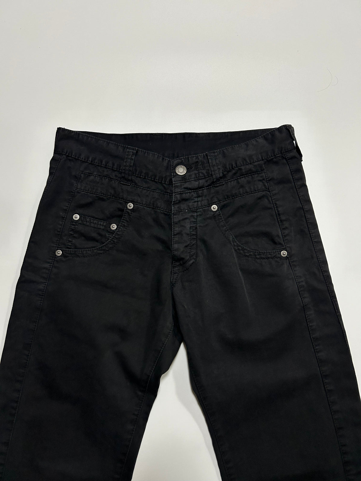 NEIL BARRETT 2000s Deformed Cotton Trousers Black Size 30