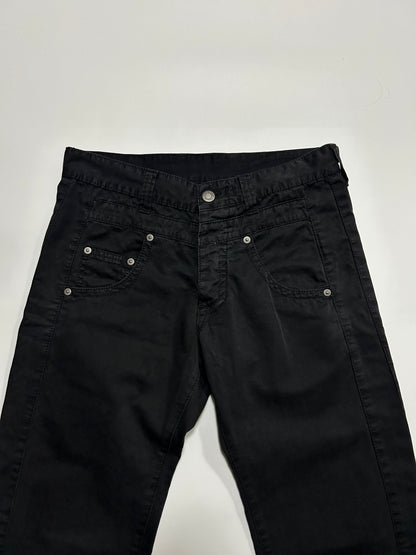 NEIL BARRETT 2000s Deformed Cotton Trousers Black Size 30