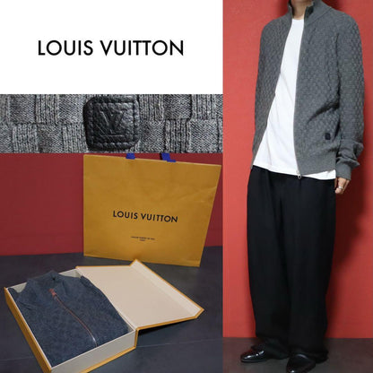 Louis Vuitton Gray Damier Leather Patch Drivers Knit Size M
