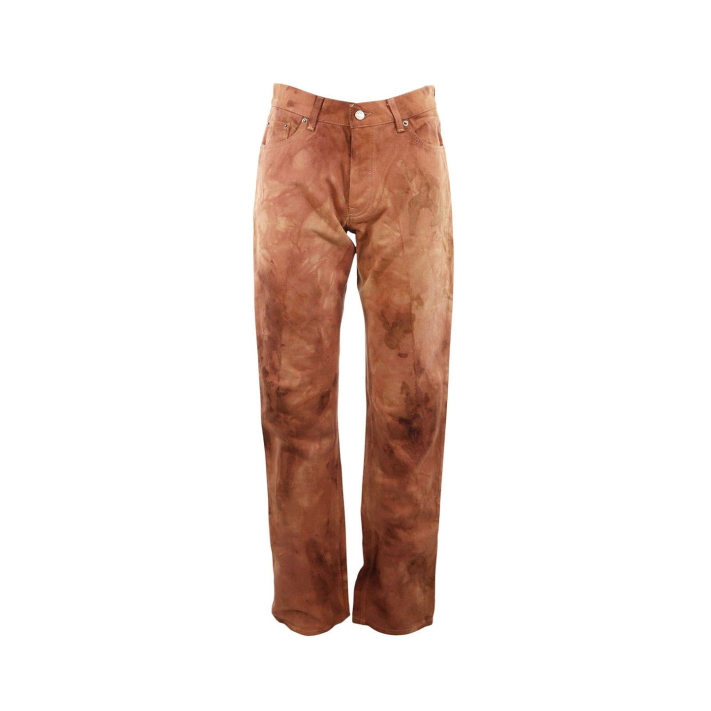 Helmut Lang Cotton Denim Jeans Red Orange Multi