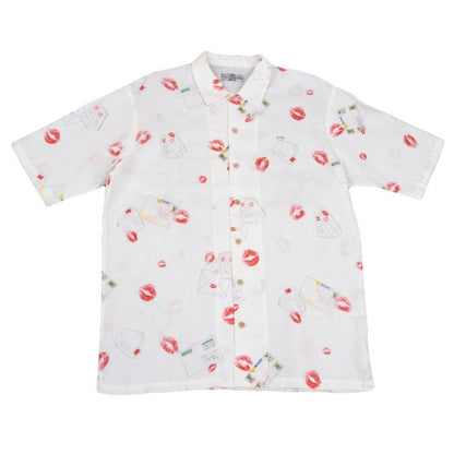 Papas Linen Rip Letter Print Short Shirt White Size 48M