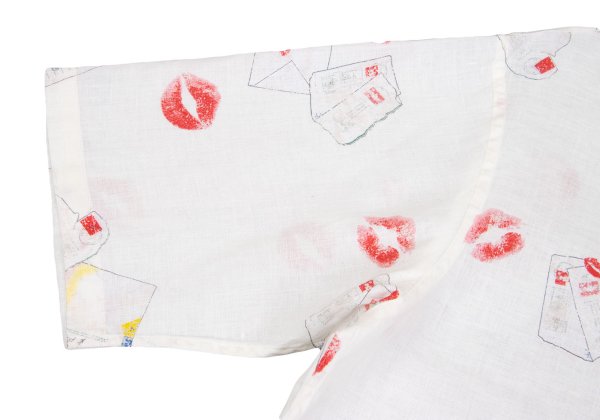 Papas Linen Rip Letter Print Short Shirt White Size 48M