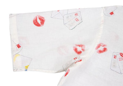 Papas Linen Rip Letter Print Short Shirt White Size 48M