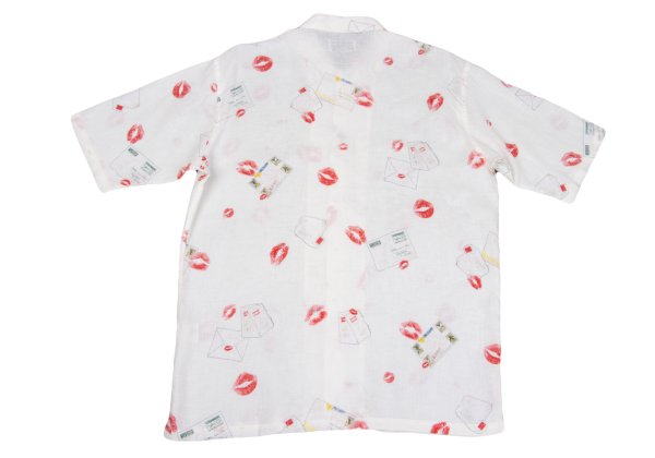 Papas Linen Rip Letter Print Short Shirt White Size 48M