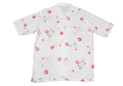 Papas Linen Rip Letter Print Short Shirt White Size 48M